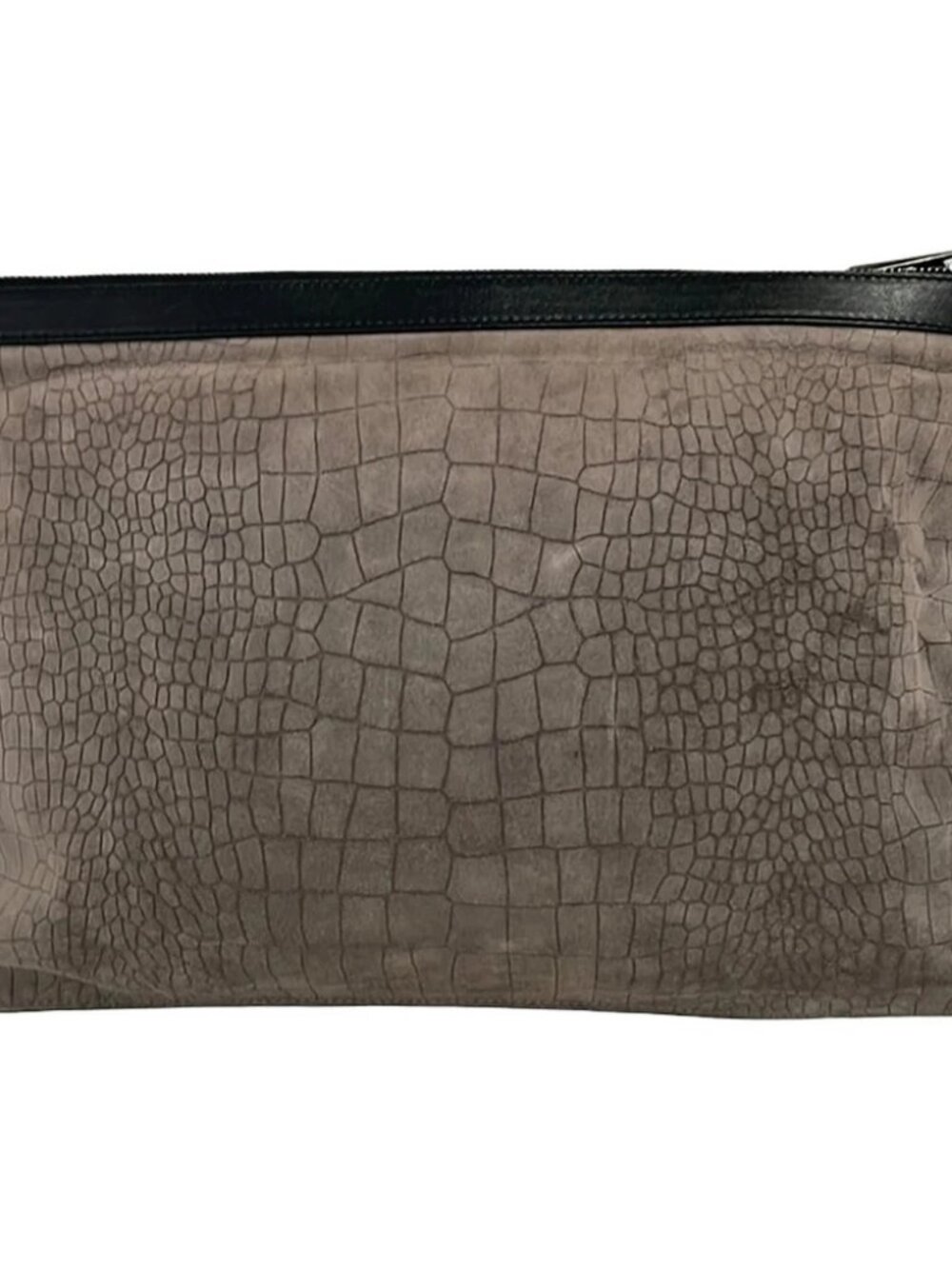 JIMMY CHOO - Gray Beige Black Leather Clutch Bag - Picture 3 of 10